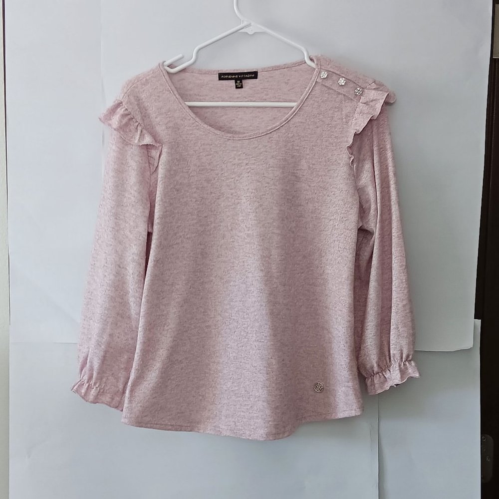 ADRIENNE VITTADINI Pink Ruffled Sweater Size M